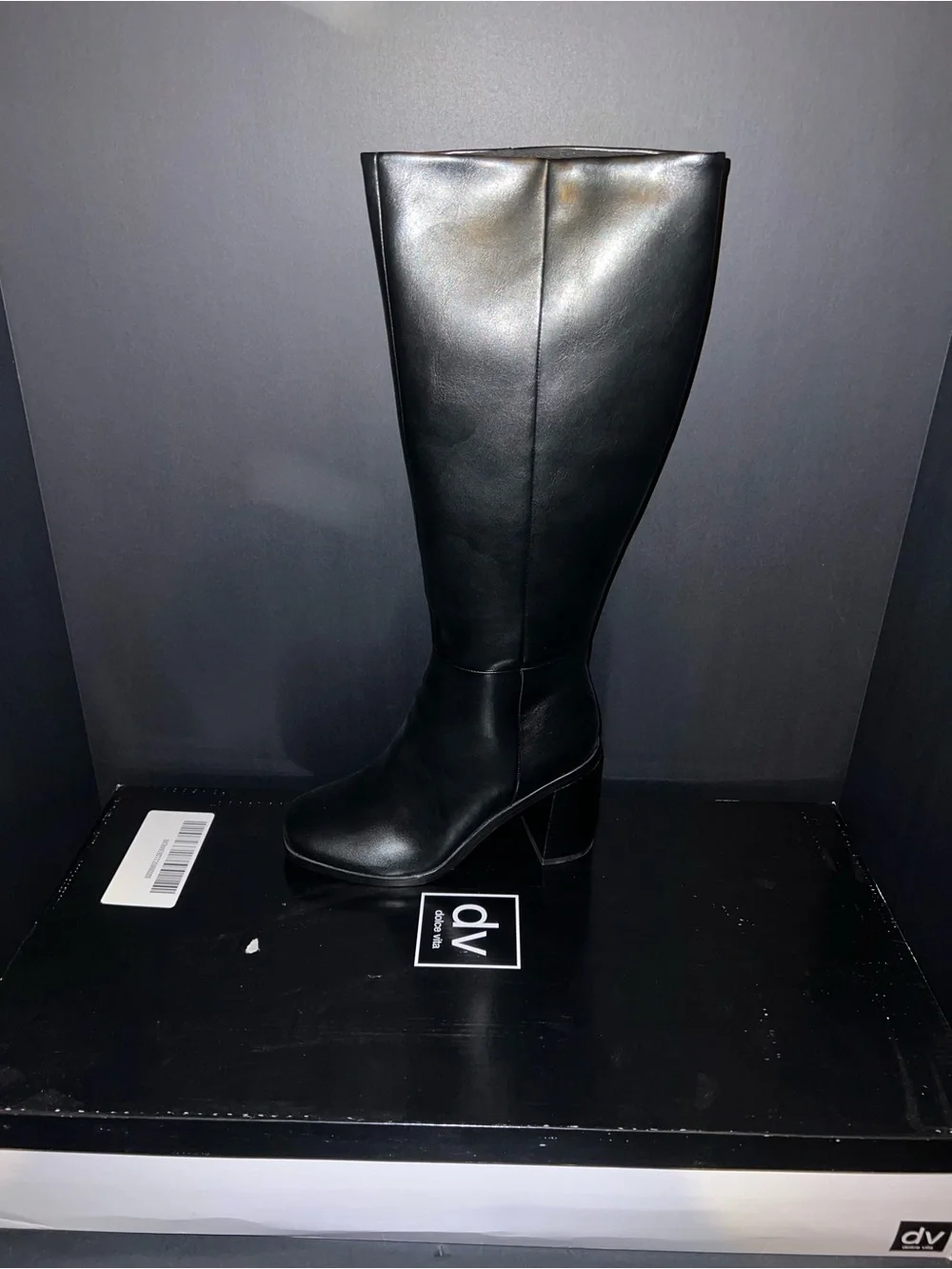 DV by Dolce Vita Black Over-the-Knee Leather Heel Boots